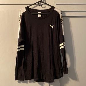 Woman’s Pink-Victoria Secret long sleeve black shirt. Size Large